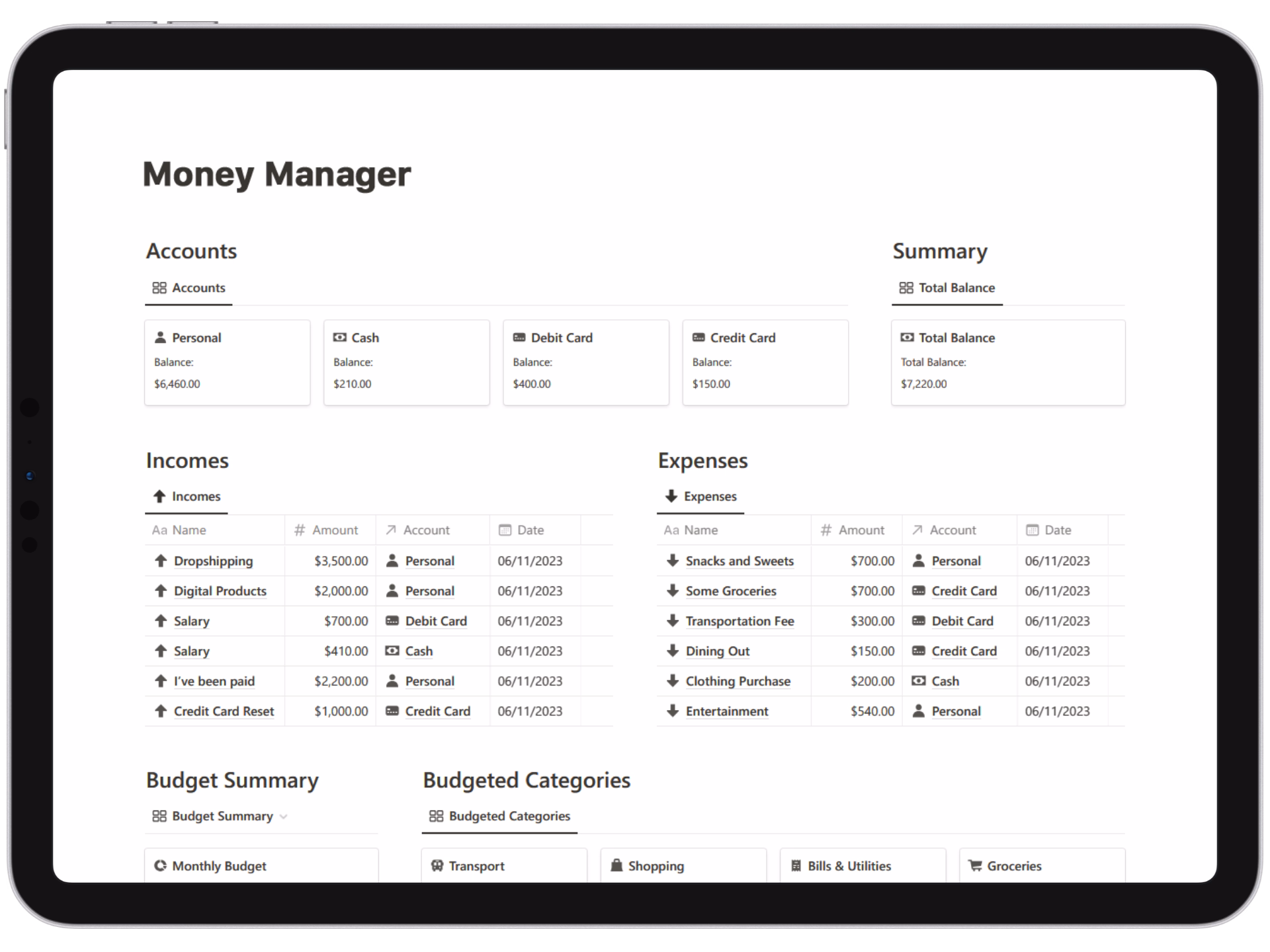 Cover for Money Manager