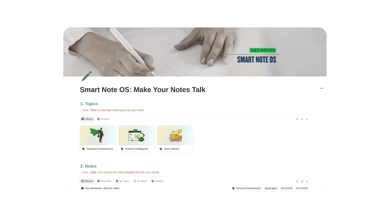 Smart Notes OS - Việt Nâu Sần